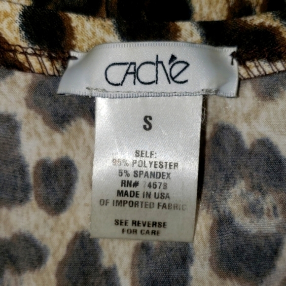 Vintage Caché Embellished Leopard Cheetah Animal Print Blouse Size Small - Picture 6 of 7